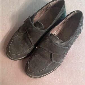 Mephisto Black Slip-On Loafers with Moccasin Stitching